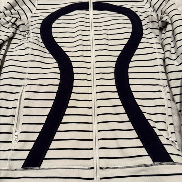 lululemon athletica Navy and White Striped Zip-Up Hoodie - Picture 2 of 4